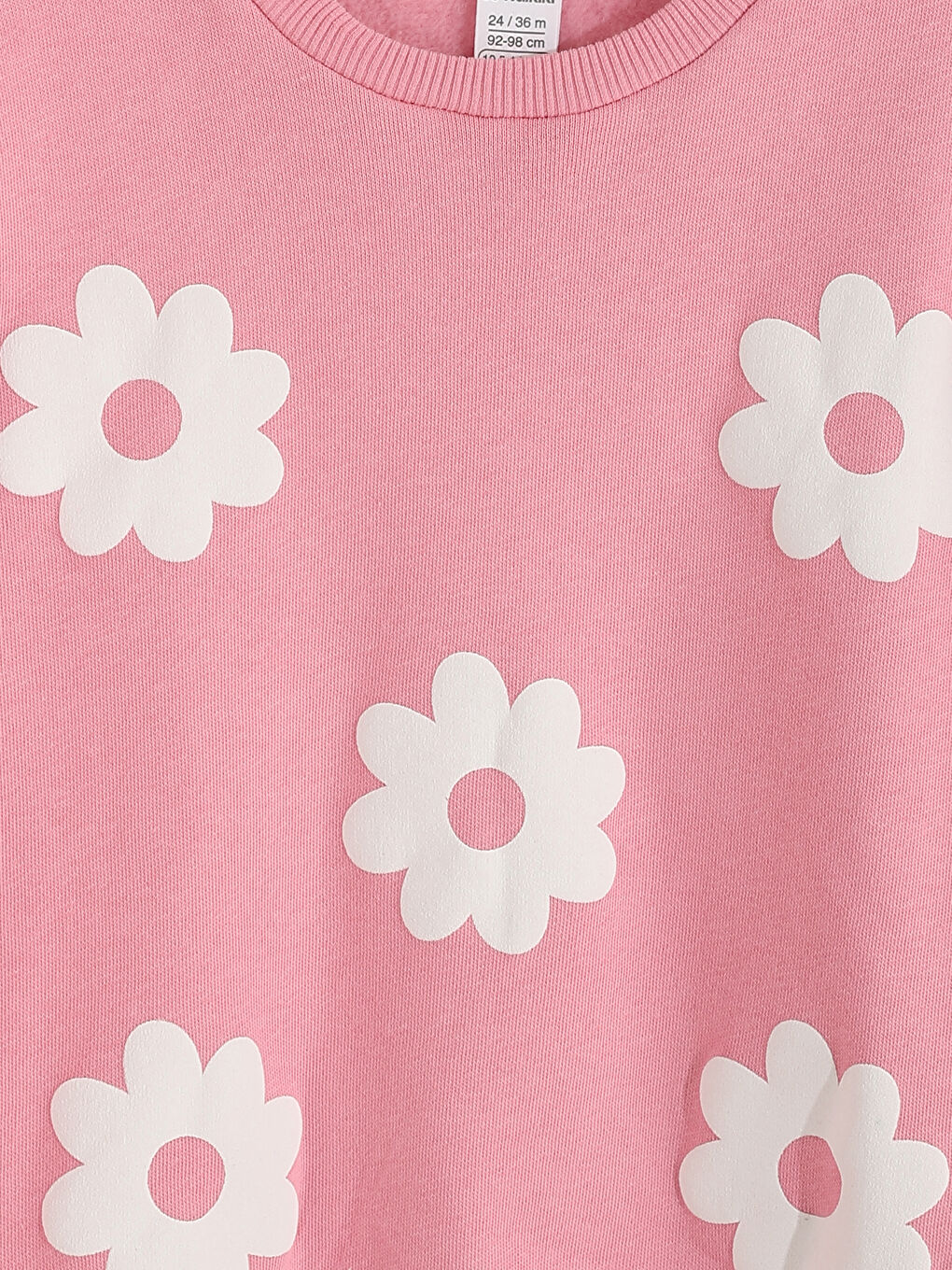 Pembe Bisiklet Yaka Çiçekli Desenli Kız Bebek Sweatshirt-7
