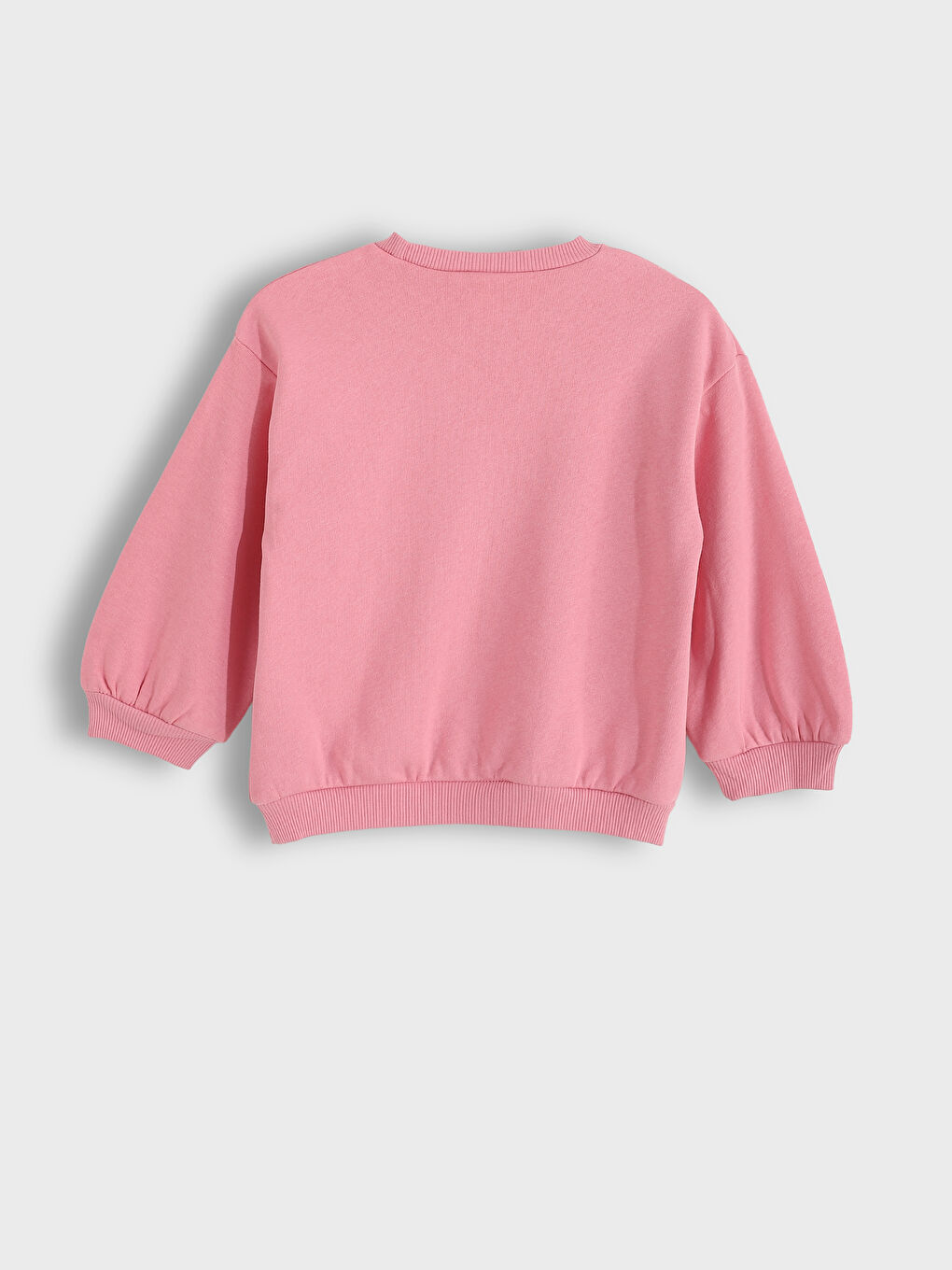 Pembe Bisiklet Yaka Çiçekli Desenli Kız Bebek Sweatshirt-3