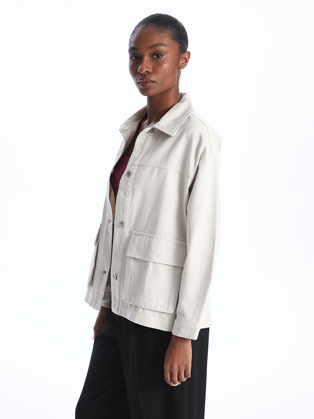 Collared Neck Oversize Women's Jacket