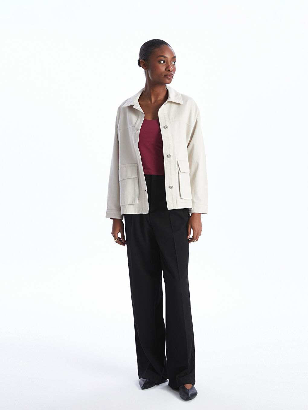 Collared Neck Oversize Women's Jacket-1