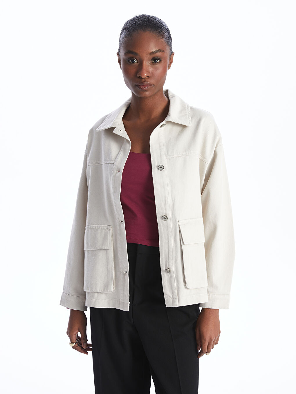 Collared Neck Oversize Women's Jacket-2