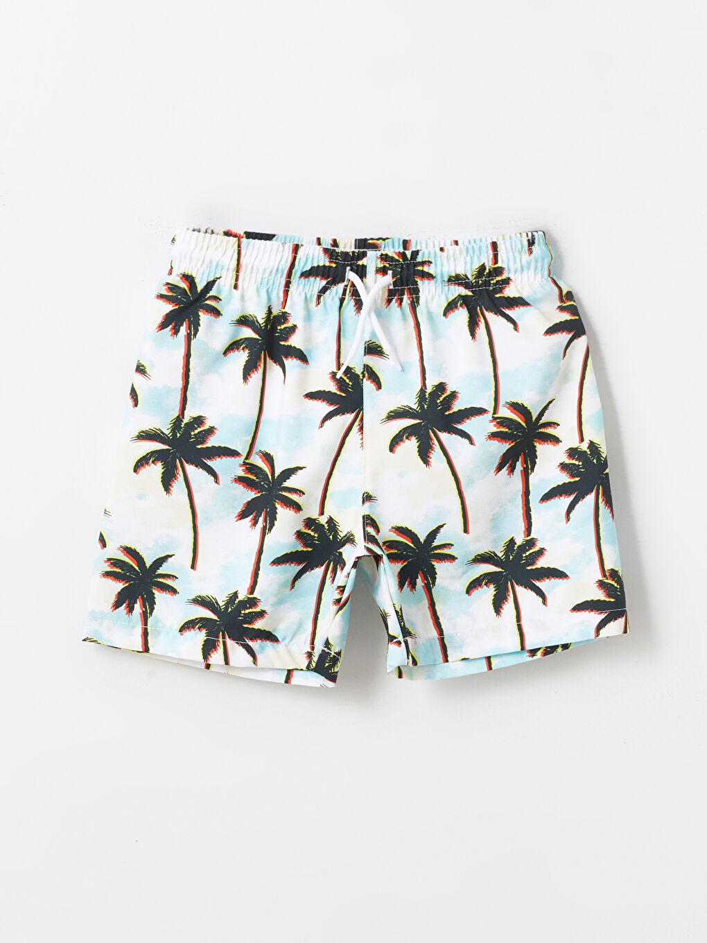 Beyaz Beli Lastikli Erkek Çocuk Deniz Şortu