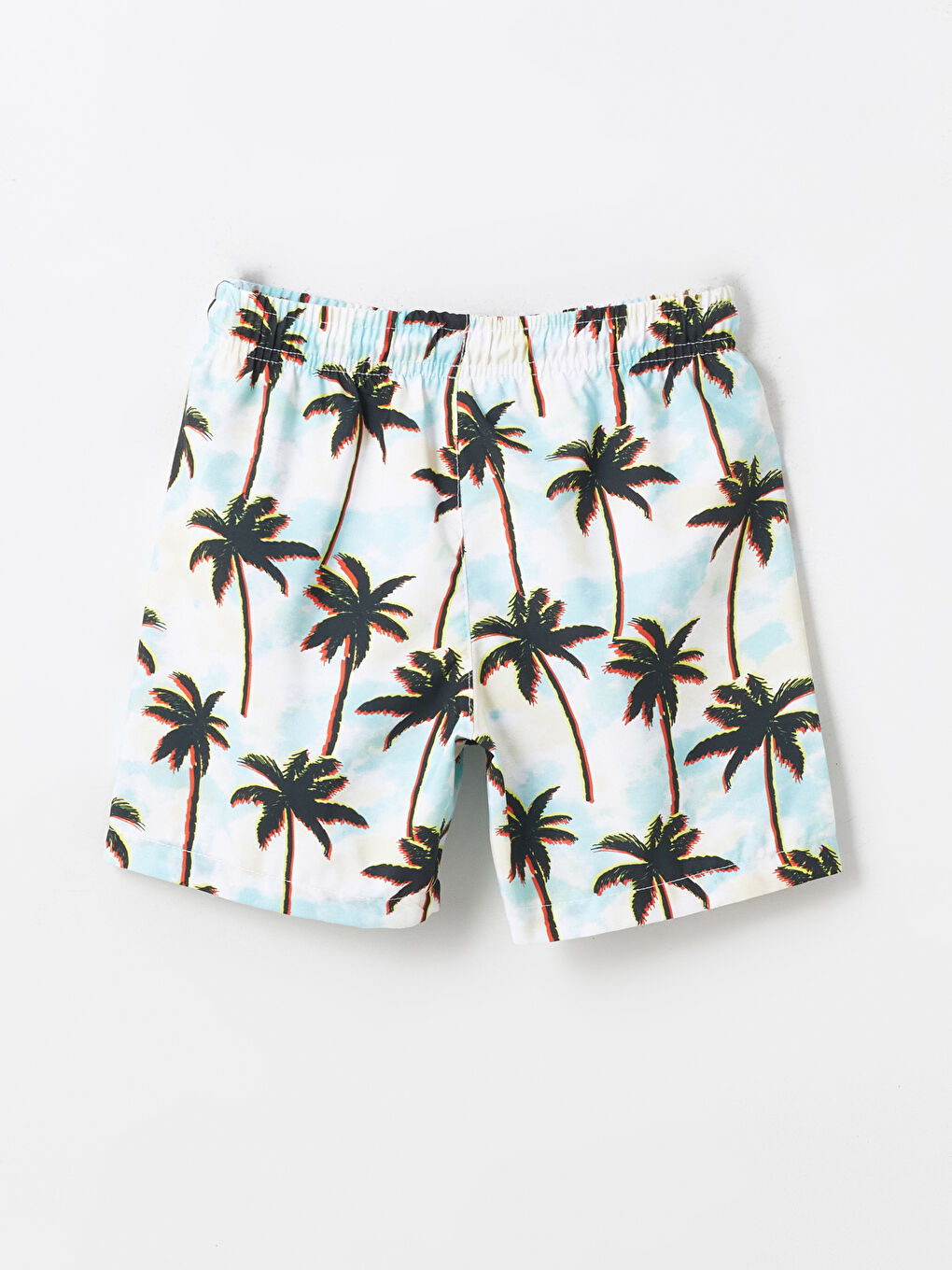 Beyaz Beli Lastikli Erkek Çocuk Deniz Şortu-2