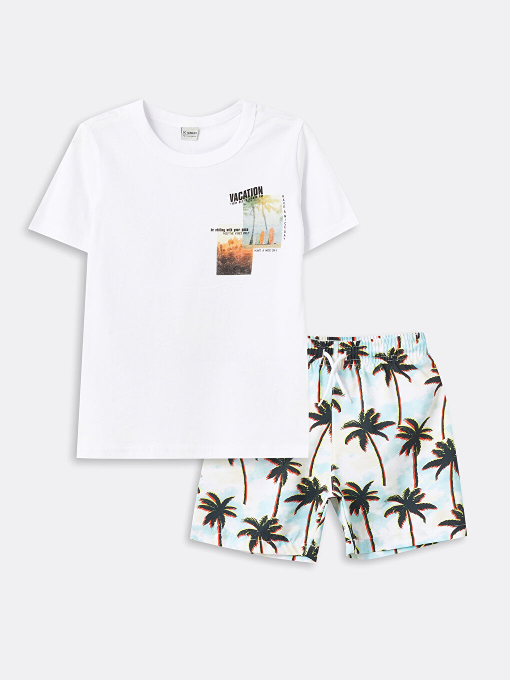 Crew Neck Boy's T-Shirt and Swim Shorts -S4DF43Z4-LU7