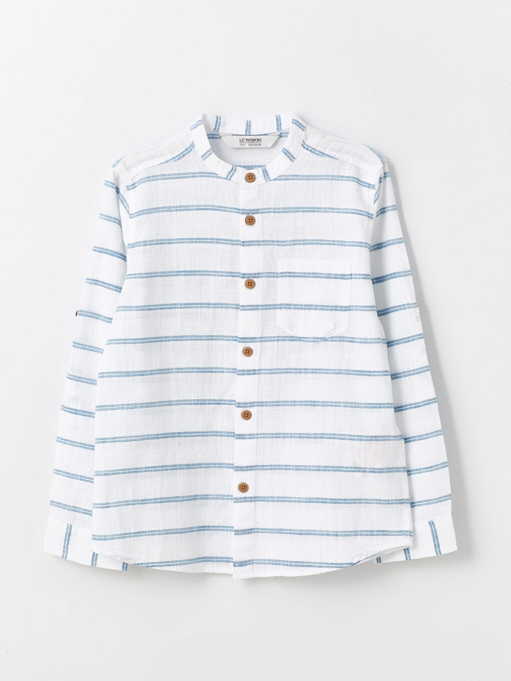 Grandad Collar Striped Long Sleeve Boys' Shirt