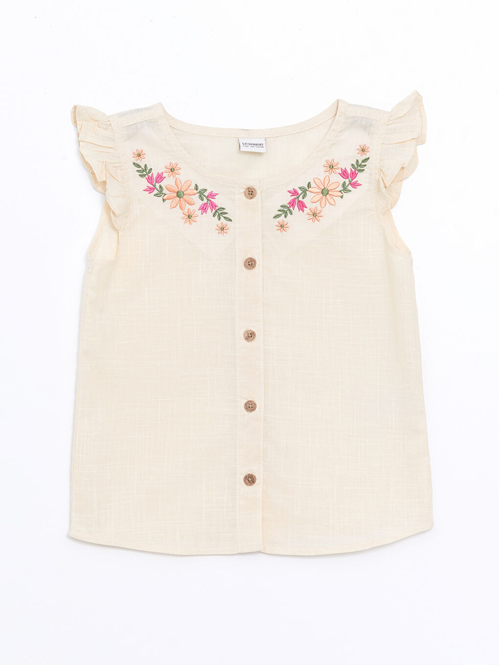 بلوزة محصول زهري برقبة دائرية للبنات