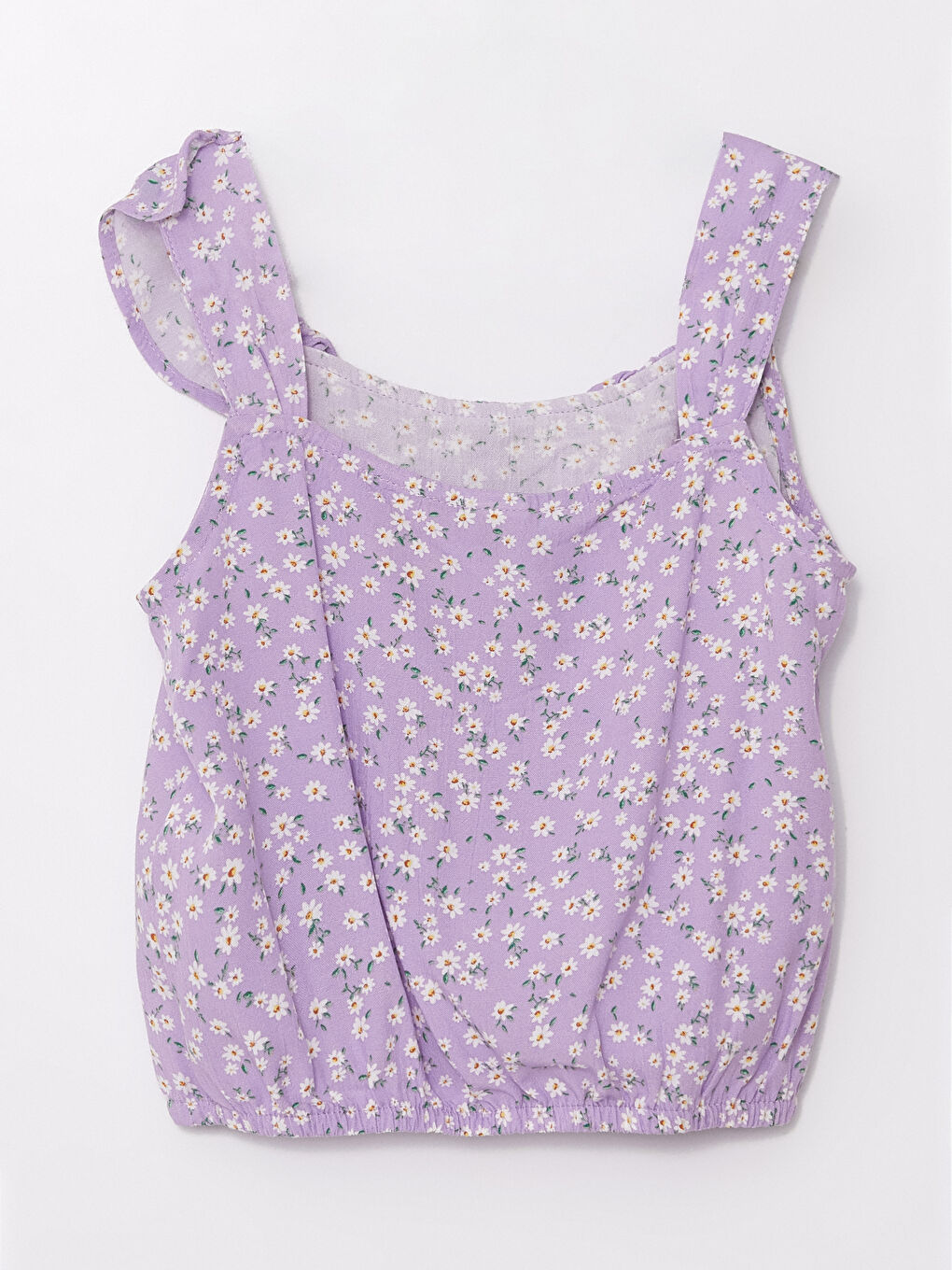 LCW Kids Lila Baskılı Çiçekli Kız Çocuk Crop Bluz - 2