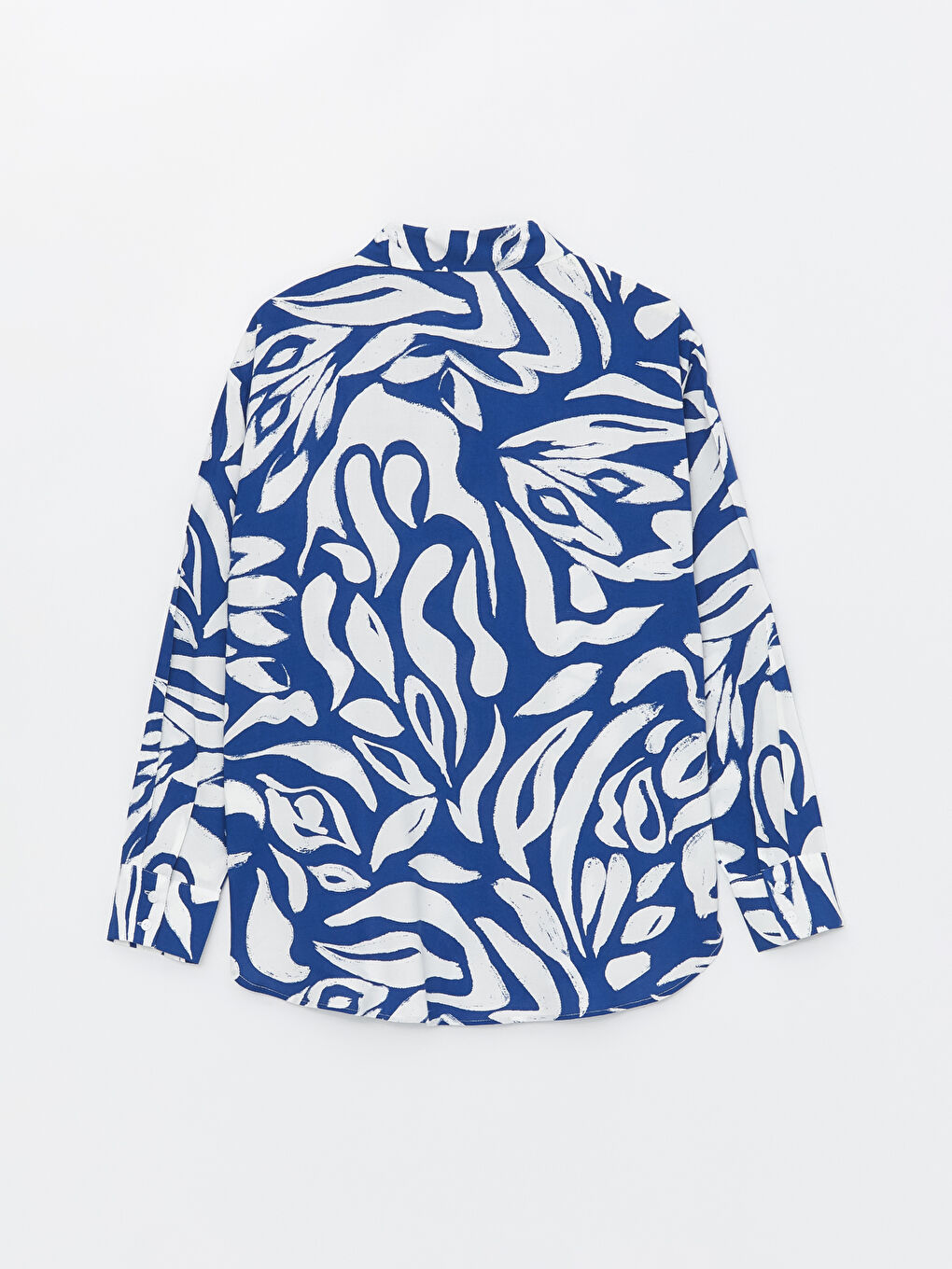 قميص نسائي أوفراسايز كم طويل منقوش-6