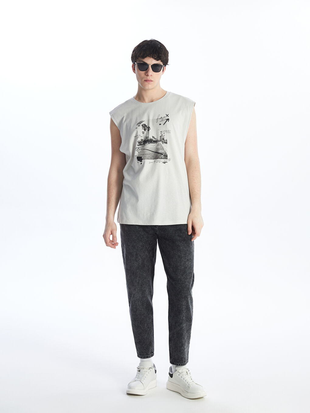 Crew Neck Printed Men's Sleeveless T-Shirt -S4DG68Z8-G5K