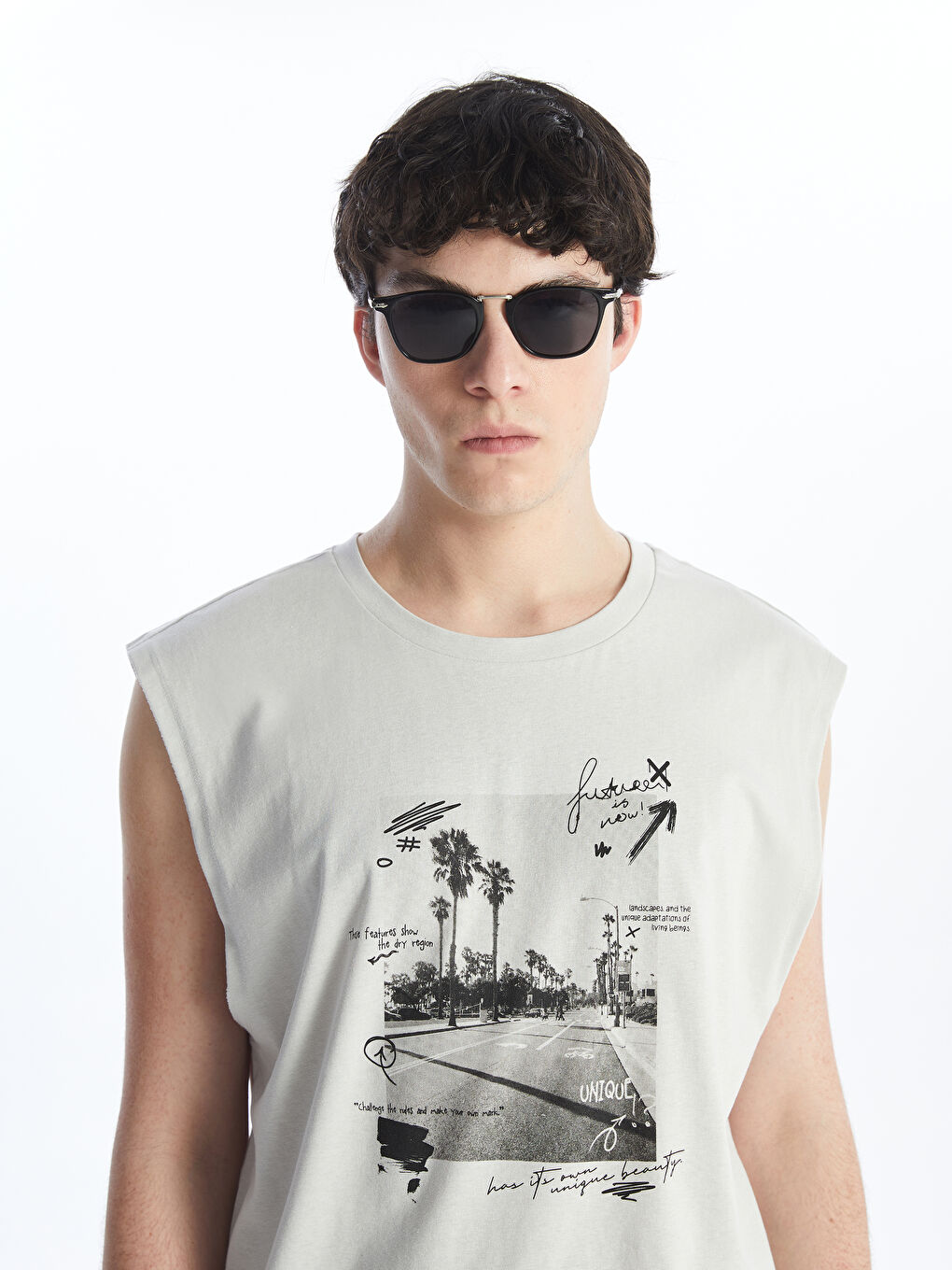 Crew Neck Printed Men's Sleeveless T-Shirt -S4DG68Z8-G5K