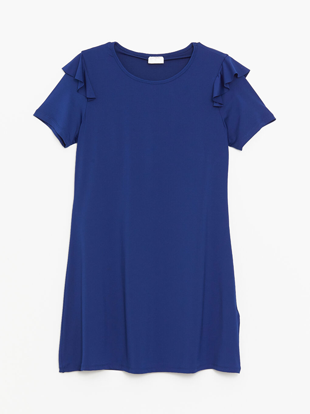 Lacivert Bisiklet Yaka Fırfırlı Tesettür Kadın Mayo Üstü