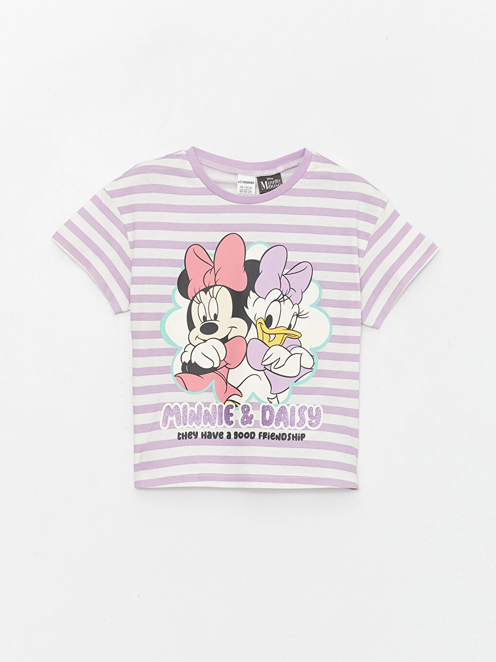 Crew Neck Short Sleeve Minnie Mouse Printed Baby Girls' T-Shirt and Tights 2 Pack Set -S4DG96Z1-LGL