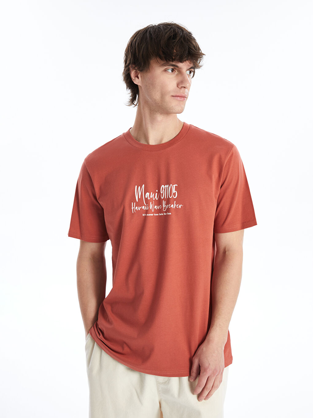 Crew Neck Short Sleeve Printed Combed Cotton Men's T-shirt -S4DH11Z8-GZZ