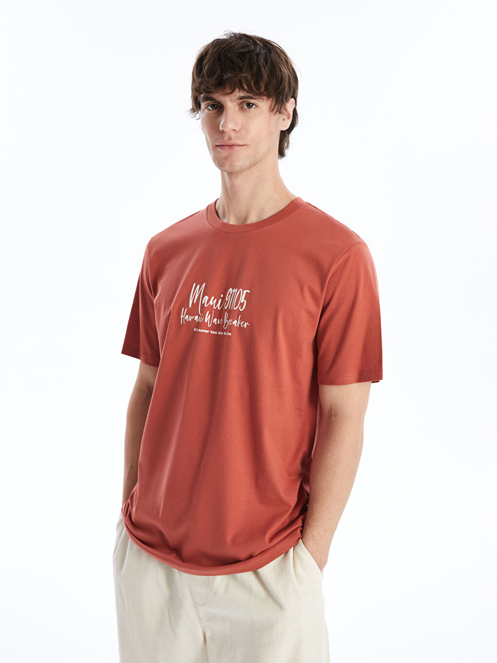 Crew Neck Short Sleeve Printed Combed Cotton Men's T-shirt -S4DH11Z8-GZZ