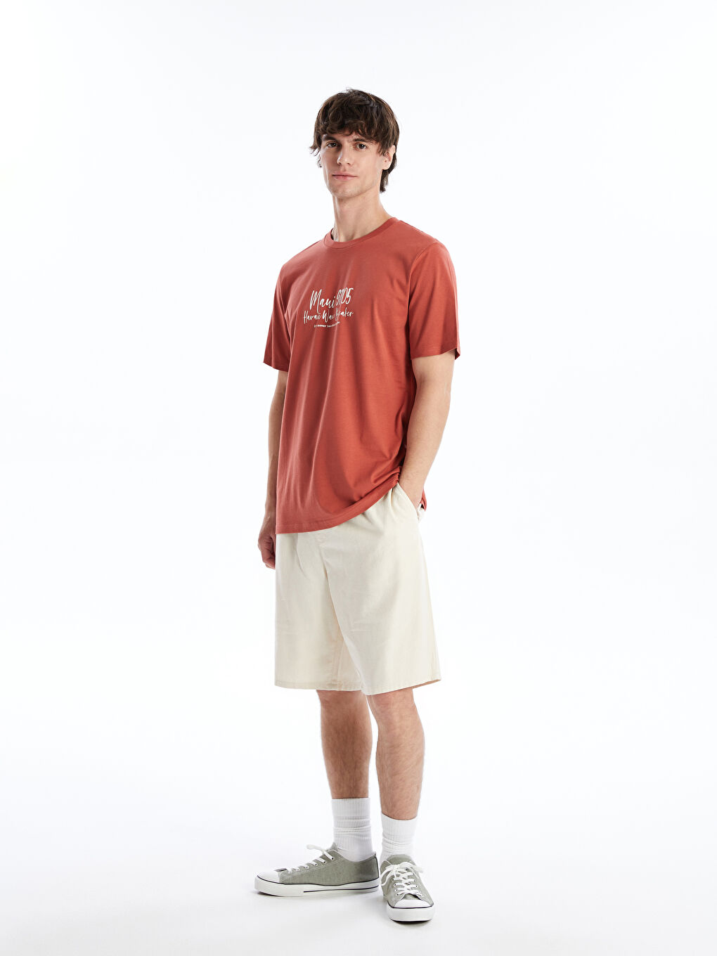 Crew Neck Short Sleeve Printed Combed Cotton Men's T-shirt -S4DH11Z8-GZZ