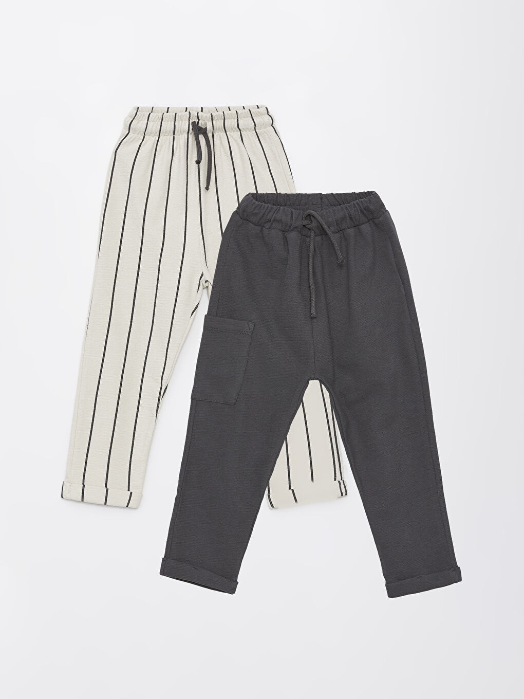 Antrasit Beli Lastikli Erkek Bebek Eşofman Altı 2'li