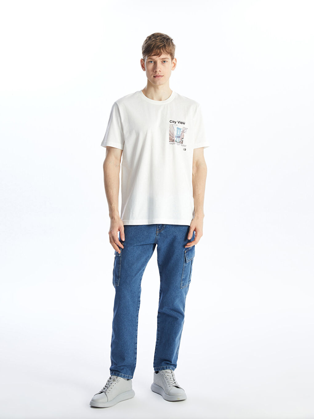 Crew Neck Short Sleeve Printed Combed Cotton Men's T-shirt-2