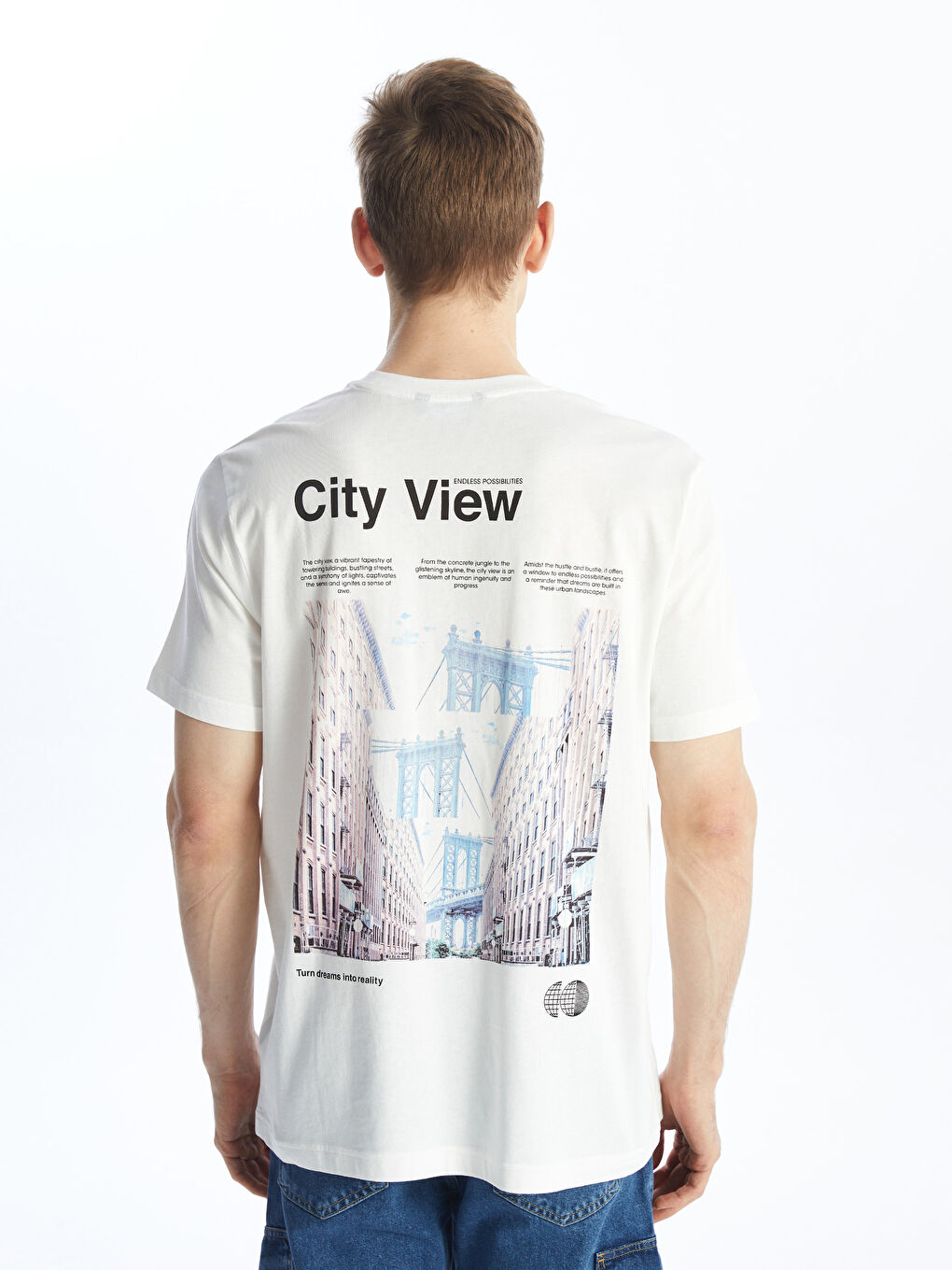 Crew Neck Short Sleeve Printed Combed Cotton Men's T-shirt-4