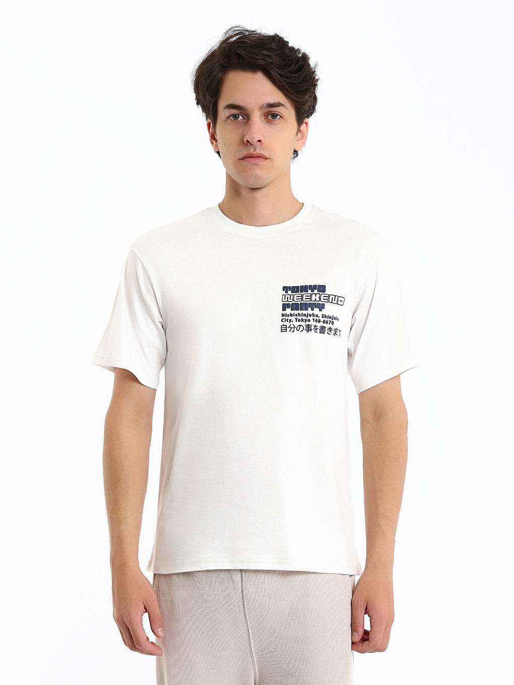 تي شيرت رجال كم قصير كول مدور مطبوع قطن ممشط-1