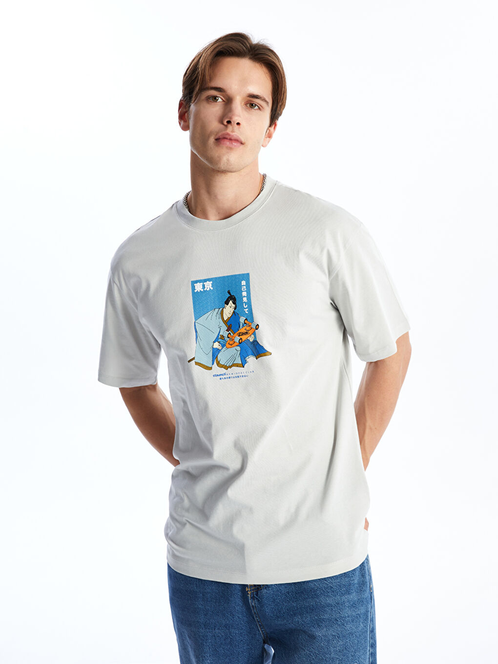 Crew Neck Short Sleeve Printed Combed Cotton Men's T-shirt -S4DH75Z8-S0L