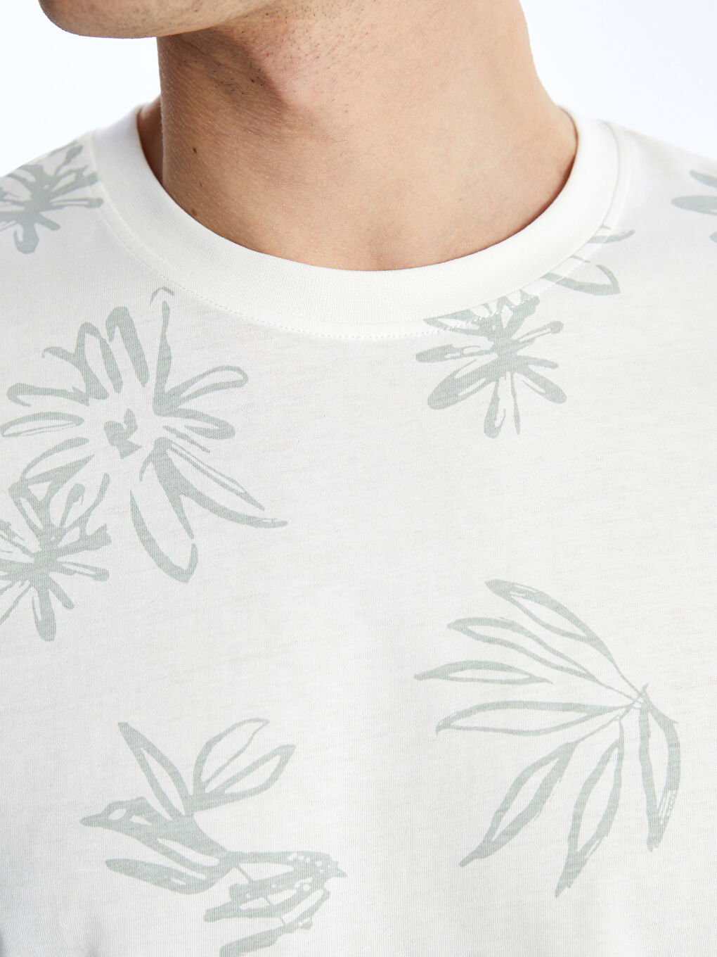 Crew Neck Short Sleeve Patterned Combed Cotton Men's T-Shirt -S4DH88Z8-R9J