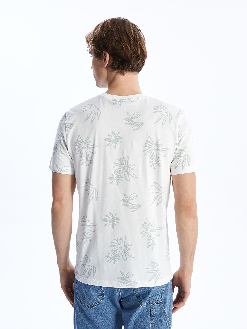 Crew Neck Short Sleeve Patterned Combed Cotton Men's T-Shirt -S4DH88Z8-R9J