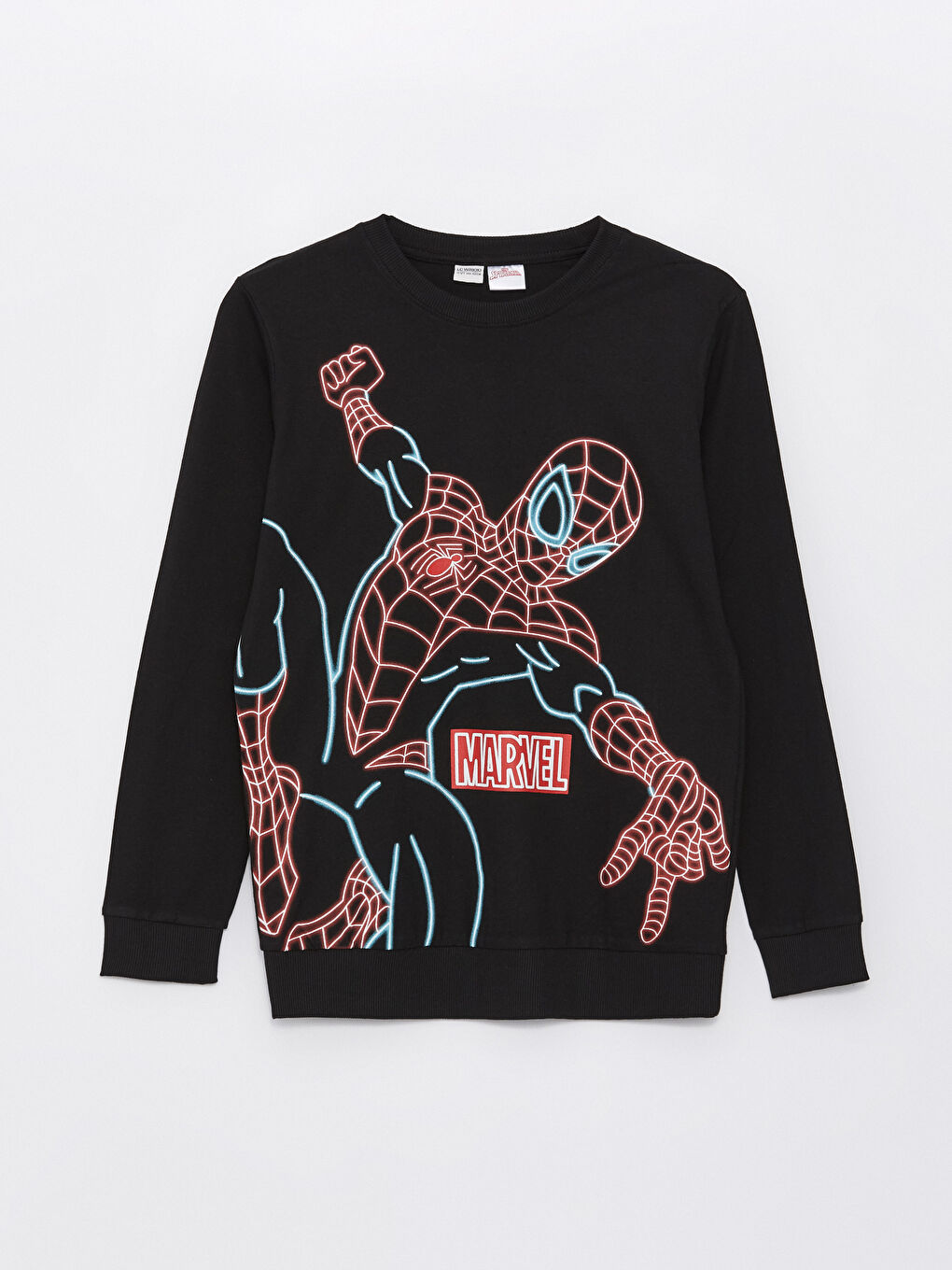 Siyah Bisiklet Yaka Spider-Man Baskılı Erkek Çocuk Tişört