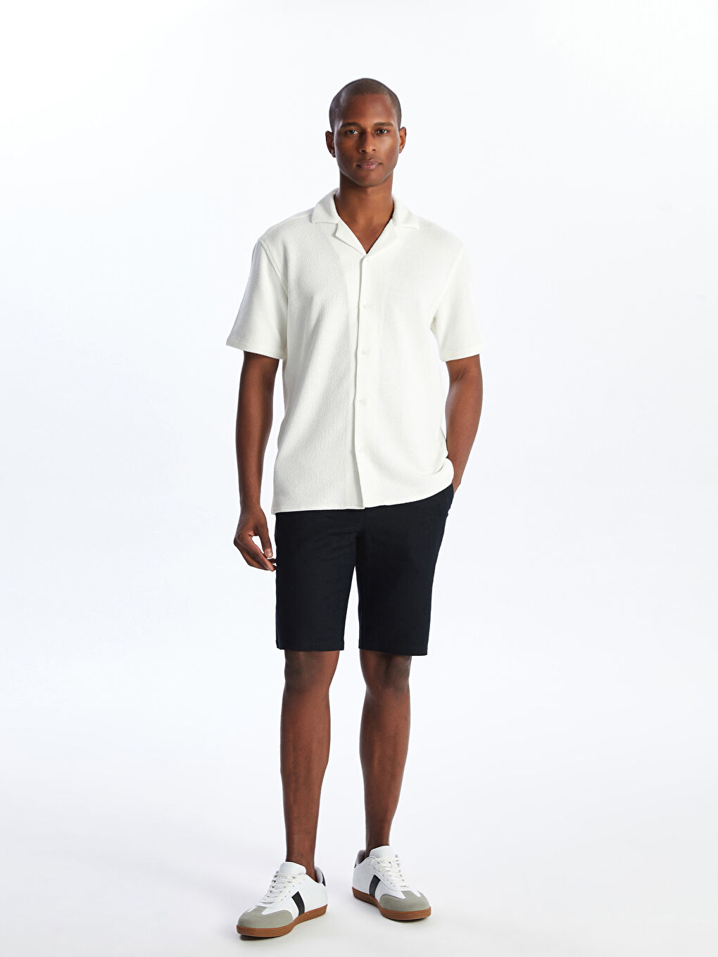 Slim Fit Linen Blend Men's Shorts -S4DI36Z8-CVL