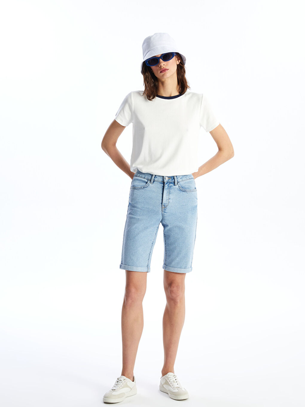 LCW Jeans Teksas šorts srednjeg struka bermuda kroja za žene -S4DI74Z8-311