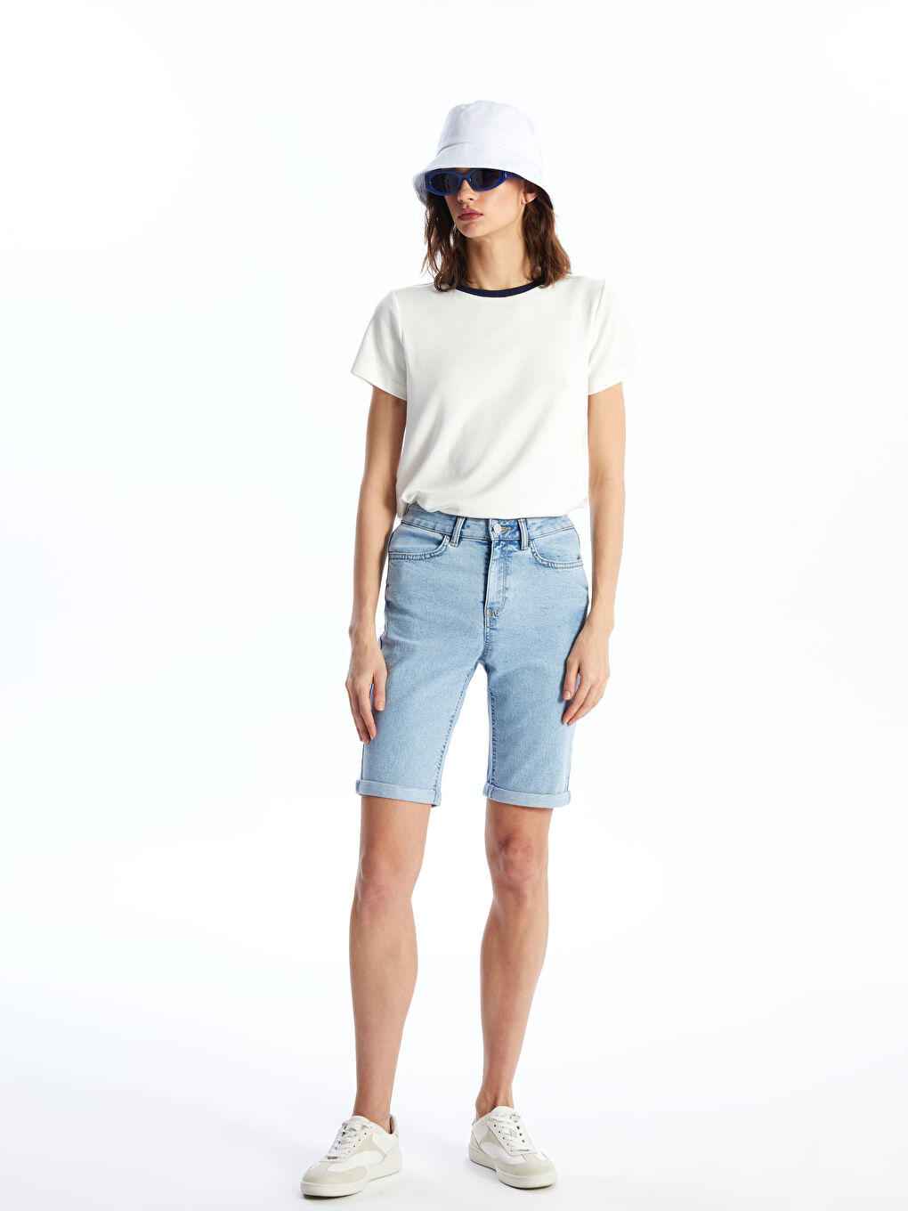 LCW Jeans Teksas šorts srednjeg struka bermuda kroja za žene -S4DI74Z8-311