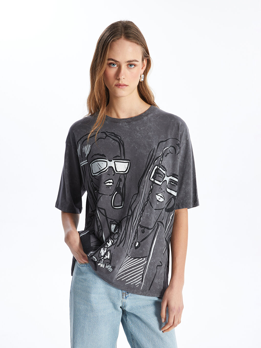 Crew Neck Printed Short Sleeve Oversized T-Shirt -S4DJ29Z8-DC4