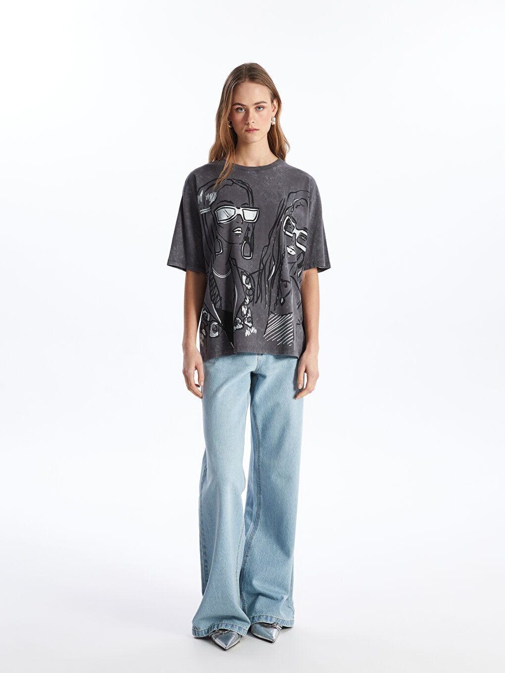 Crew Neck Printed Short Sleeve Oversized T-Shirt -S4DJ29Z8-DC4