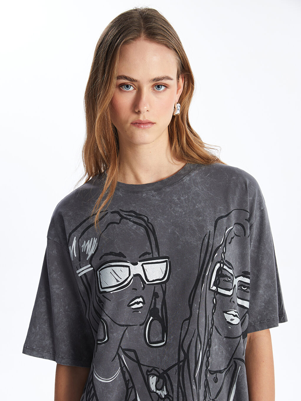 Crew Neck Printed Short Sleeve Oversized T-Shirt -S4DJ29Z8-DC4