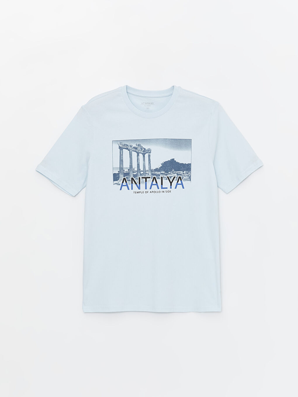 Mavi Bisiklet Yaka Kısa Kollu Antalya Baskılı Penye Erkek Tişört-5