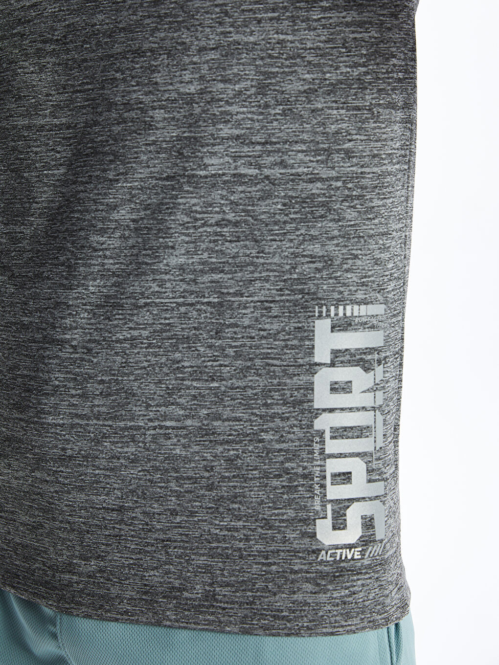 Gri Bisiklet Yaka Kısa Kollu Erkek Spor Tişört-3