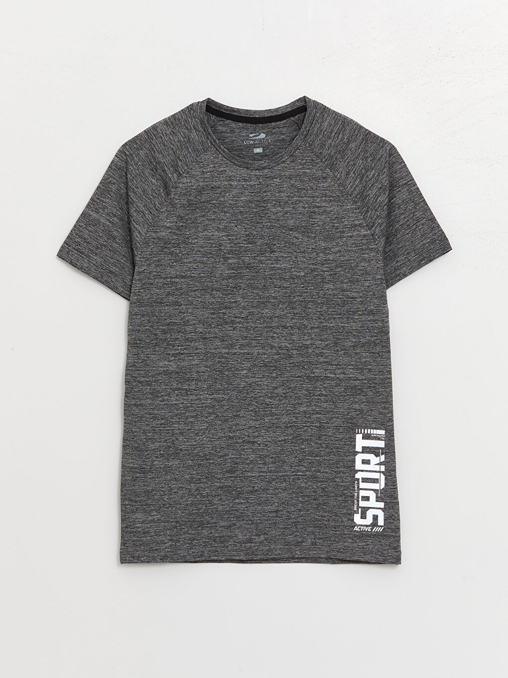 Gri Bisiklet Yaka Kısa Kollu Erkek Spor Tişört-5