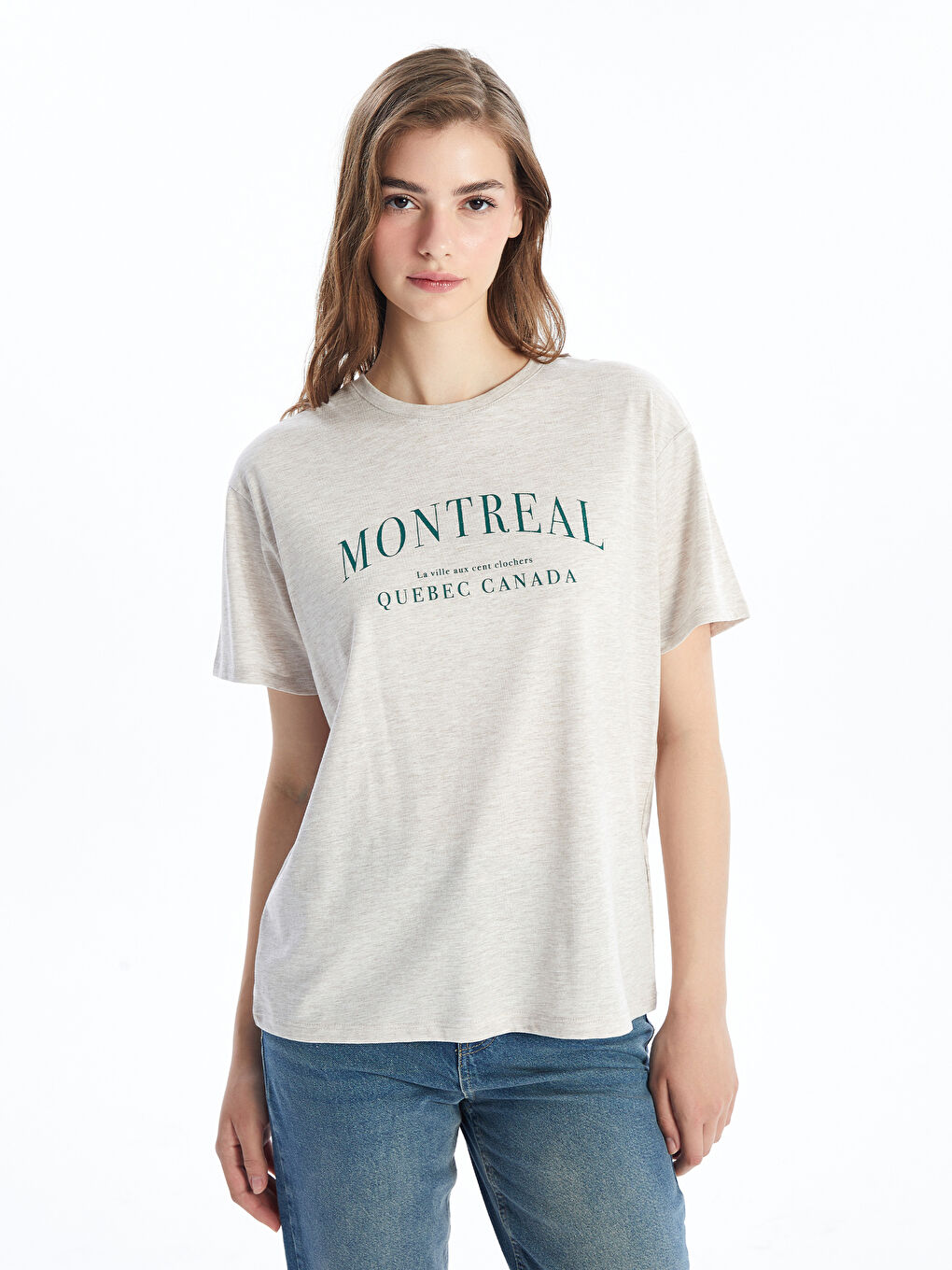 Crew Neck Printed Short Sleeve Women's T-shirt -S4DJ48Z8-L8T