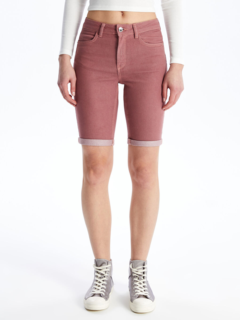 Bermuda Fit Women's Denim Shorts-2