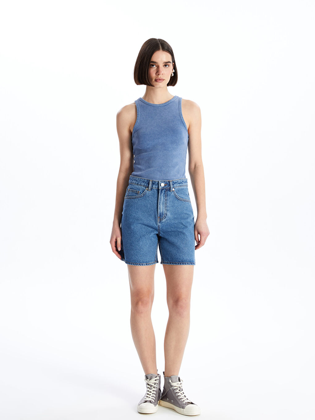 Ženski teksas šorts bermuda fit -S4DJ55Z8-507