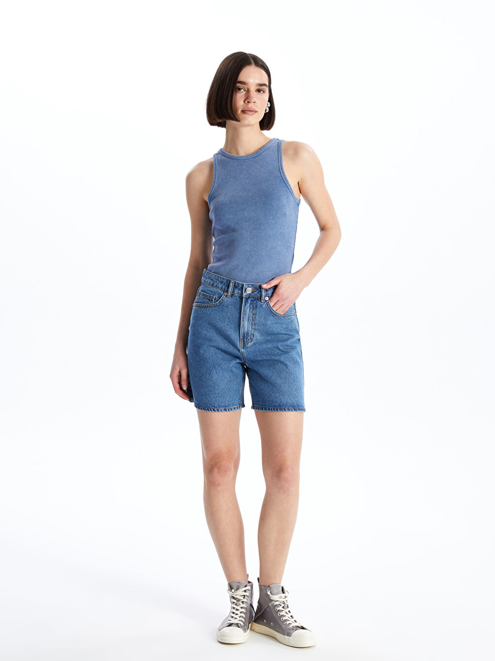 Ženski teksas šorts bermuda fit -S4DJ55Z8-507