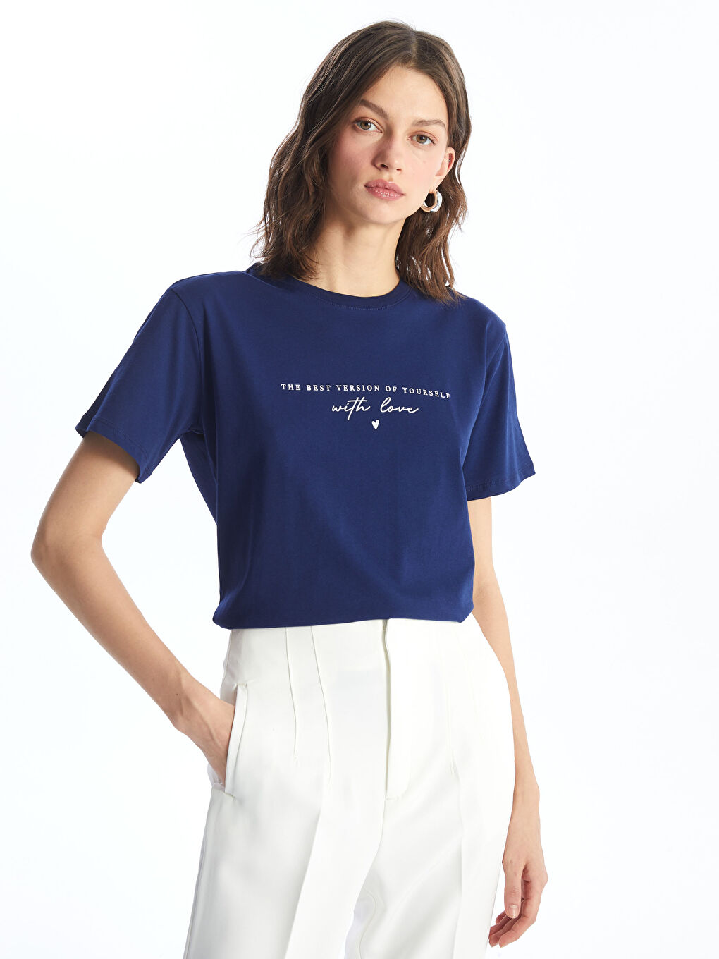 LCW Vision Crew Neck Printed Short Sleeve Women's T-Shirt -S4DJ56Z8-HPN