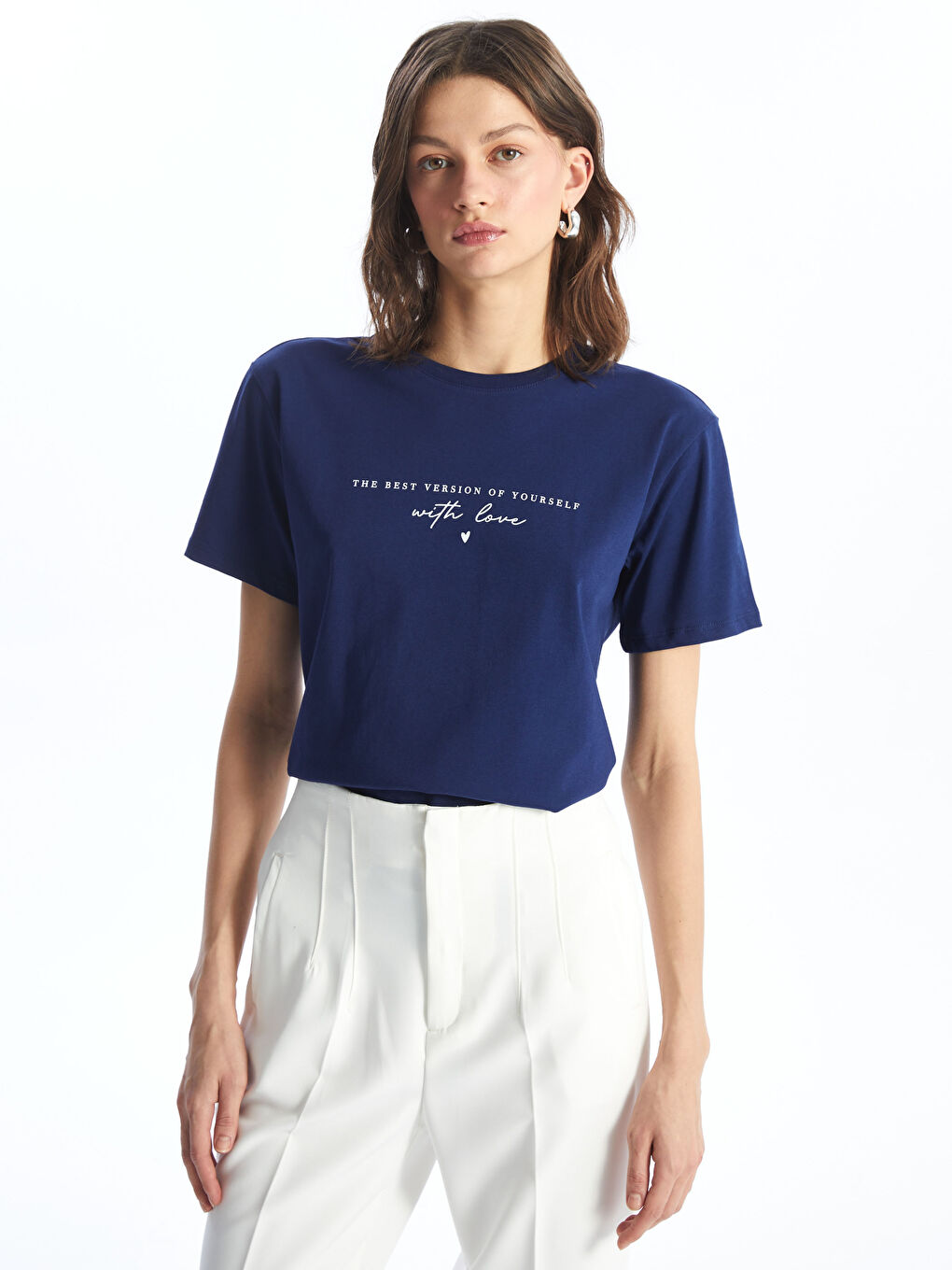 LCW Vision Crew Neck Printed Short Sleeve Women's T-Shirt -S4DJ56Z8-HPN