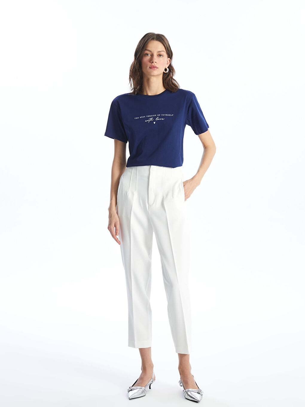LCW Vision Crew Neck Printed Short Sleeve Women's T-Shirt -S4DJ56Z8-HPN
