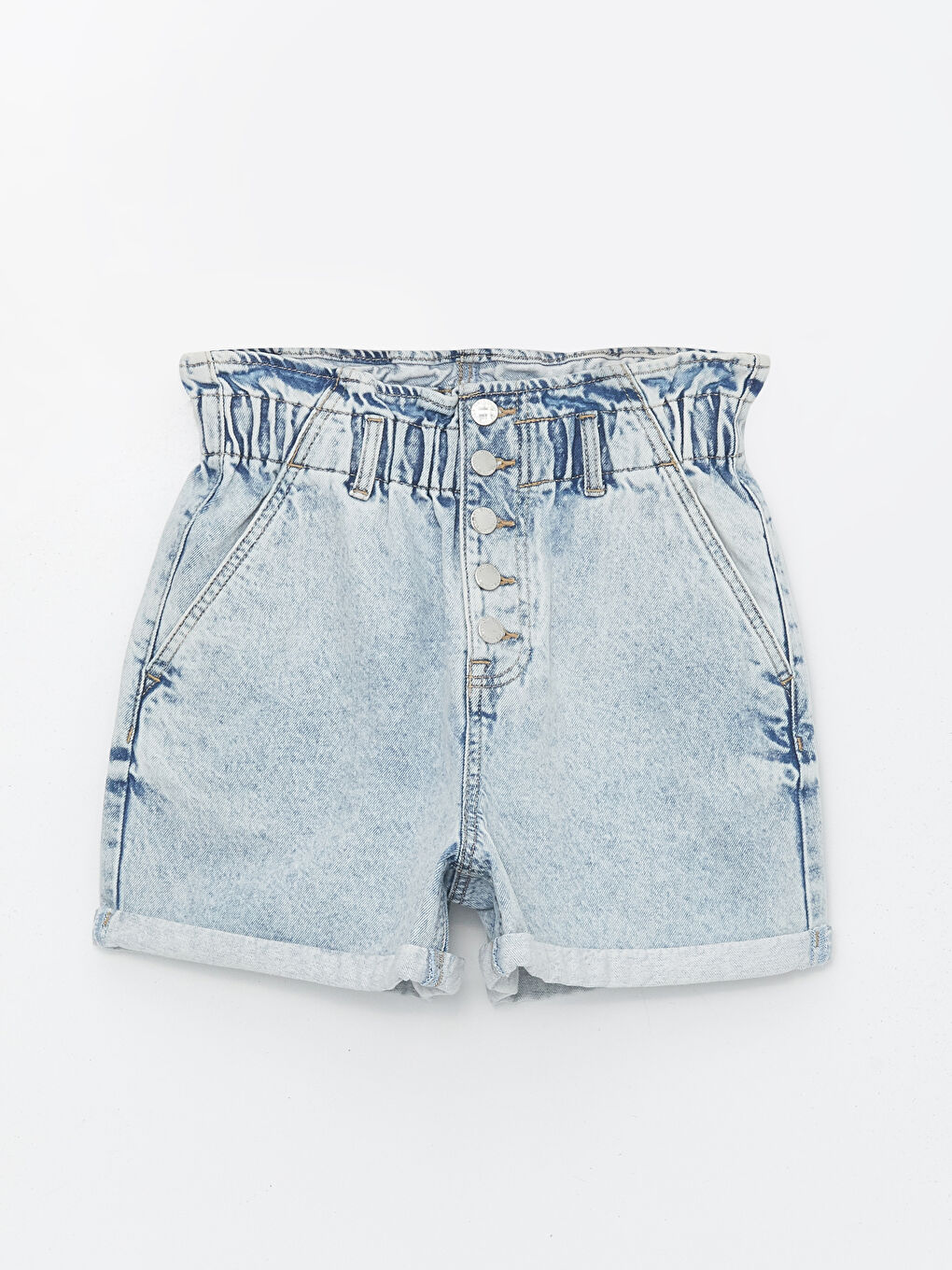 Damen-Shorts aus Denim mit elastischem Bund und schlichtem Design-5
