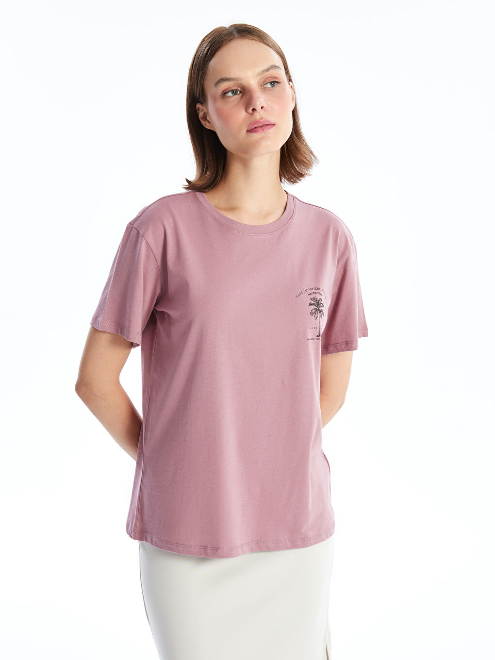 Crew Neck Printed Short Sleeve Women's T-Shirt -S4DK23Z8-GVH