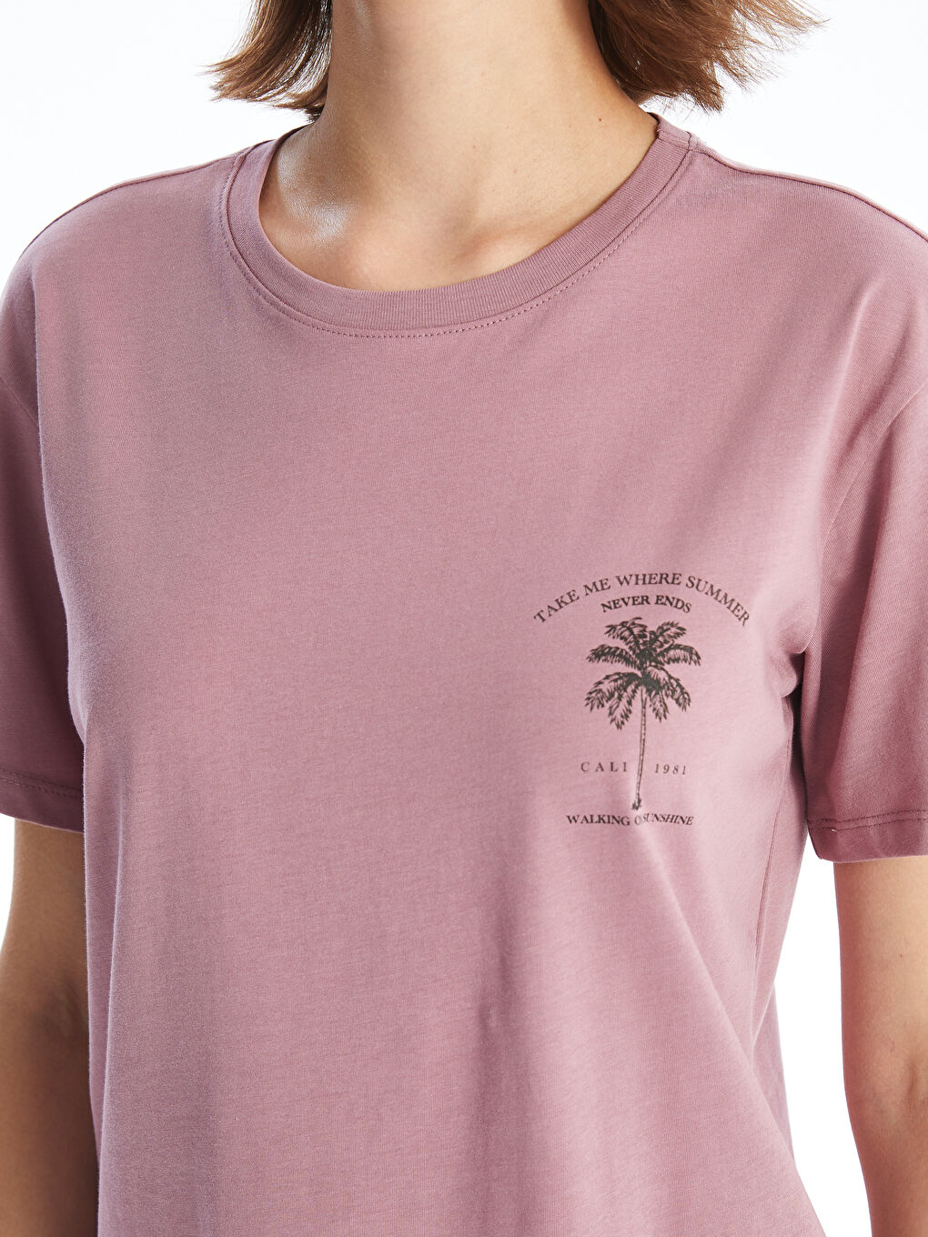 Crew Neck Printed Short Sleeve Women's T-Shirt -S4DK23Z8-GVH