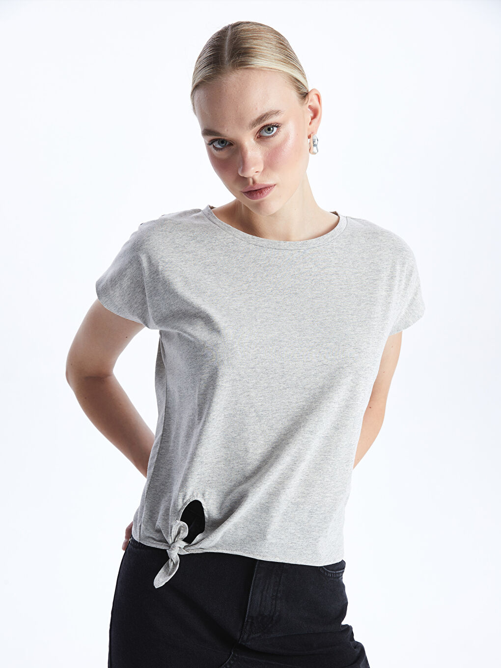 Crew Neck Plain Short Sleeve Women's T-Shirt -S4DK30Z8-CT3