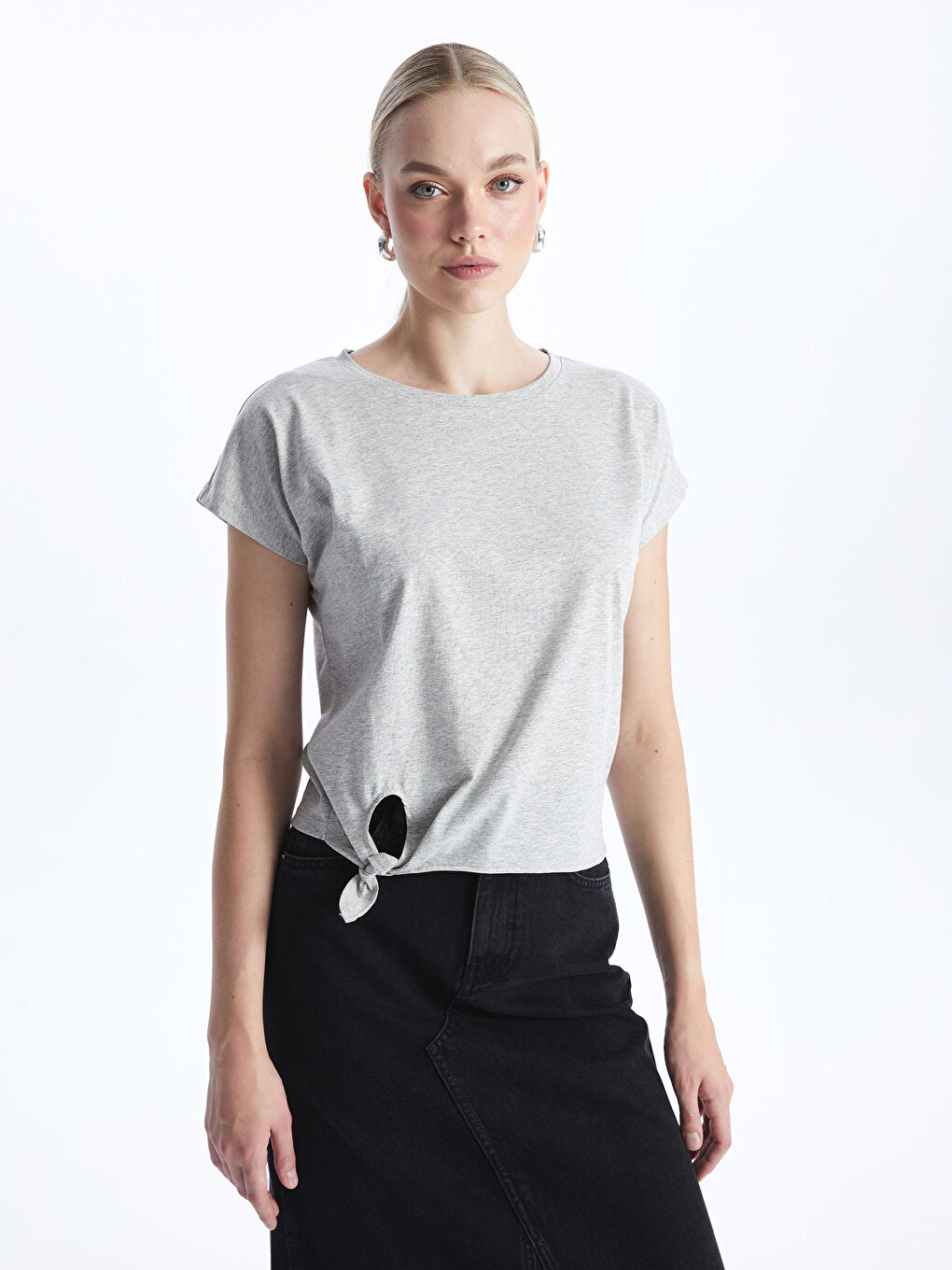 Crew Neck Plain Short Sleeve Women's T-Shirt -S4DK30Z8-CT3