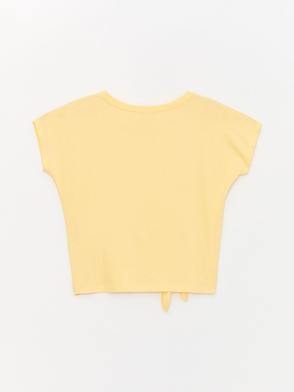 Sarı Bisiklet Yaka Düz Kısa Kollu Kadın Tişört-6