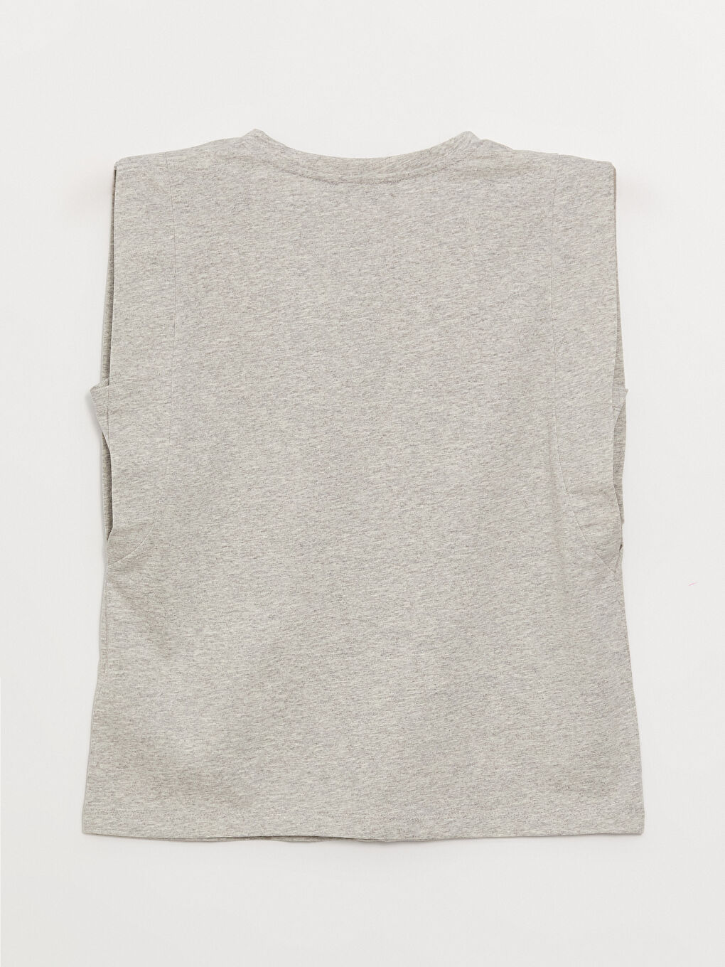 Gri Bisiklet Yaka Düz Kısa Kollu Kadın Tişört-6